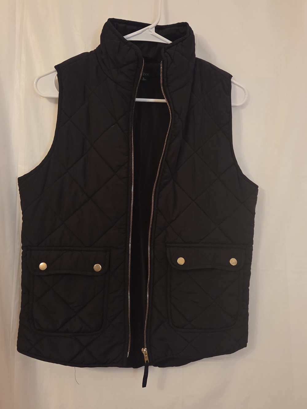 Quinn Black Quilted Vest with Gold Buttons